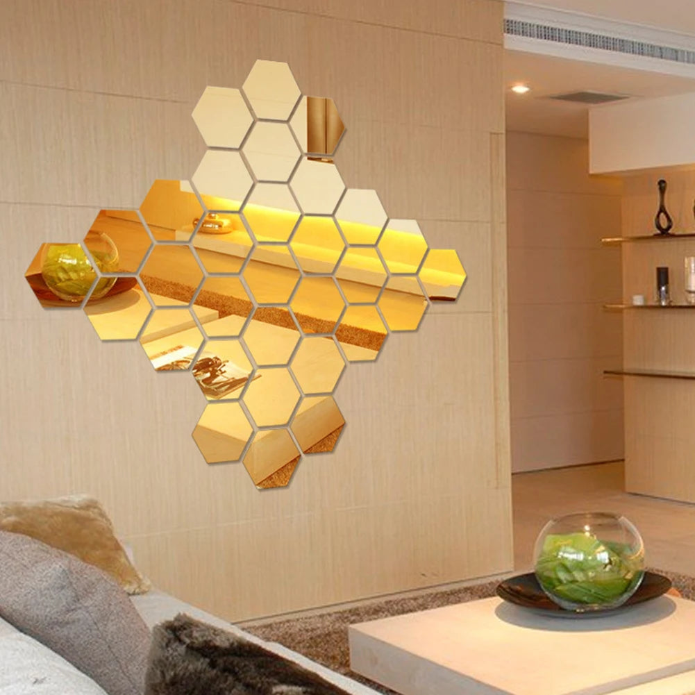 24PCS Acrylic 3D Mirror Wall Stickers – Waterproof Decorative Mirror Decals for Aesthetic Backgrounds in Bedroom & Living Room Decor